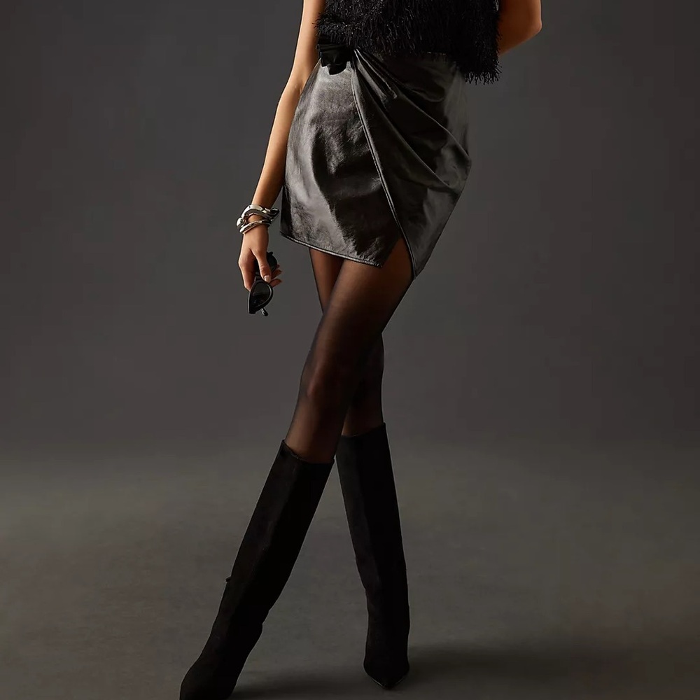 Stella Nova Margritt Faux Leather Mini Skirt Size 6 Side‎  Zip NWT Black